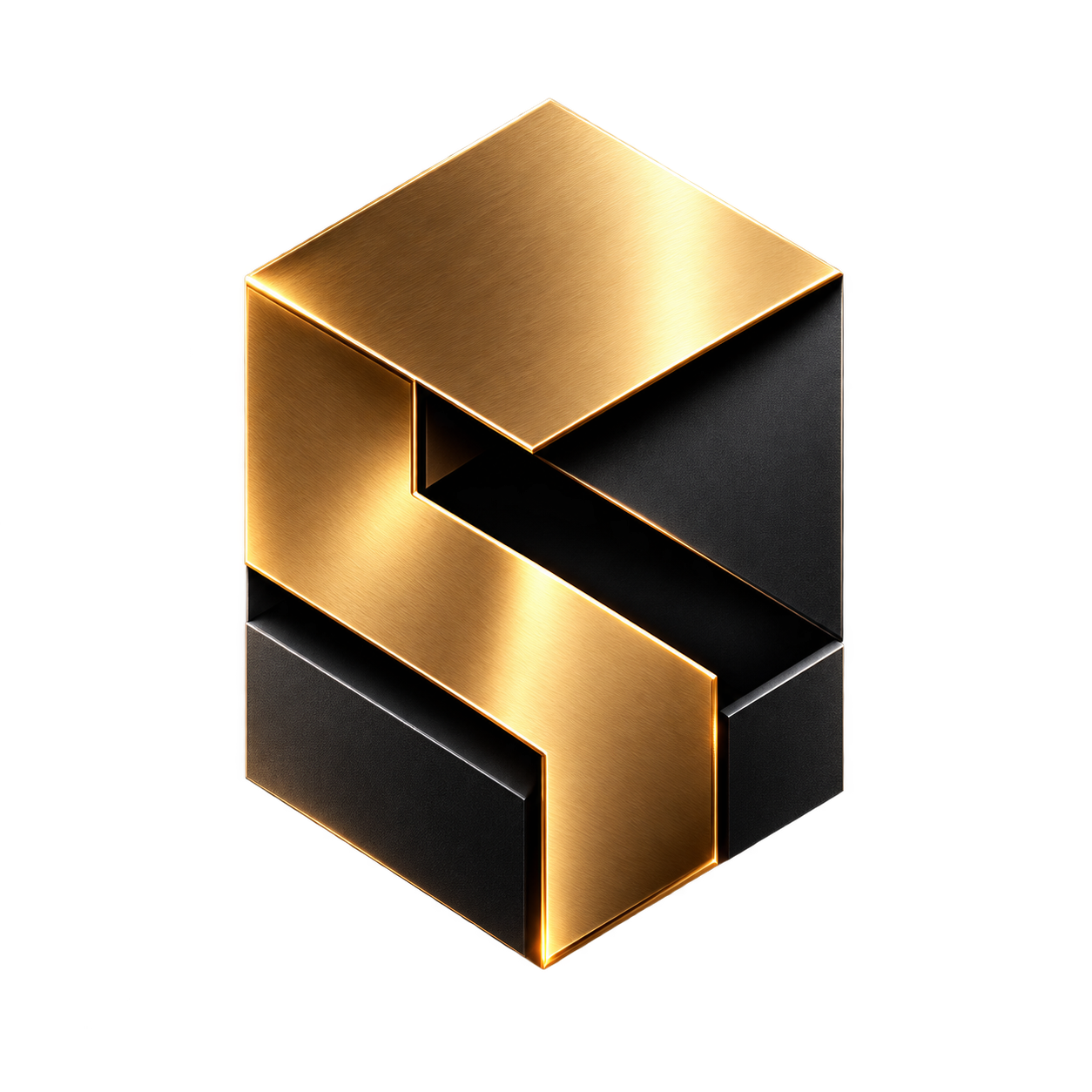 Emblema geométrico dorado en 3D.png